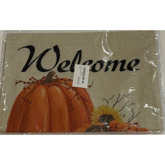 Welcome Garden Flag With‎ Pumpkins & Sunflowers 12" x 18" Cotton/Linen - Picture 2 of 3